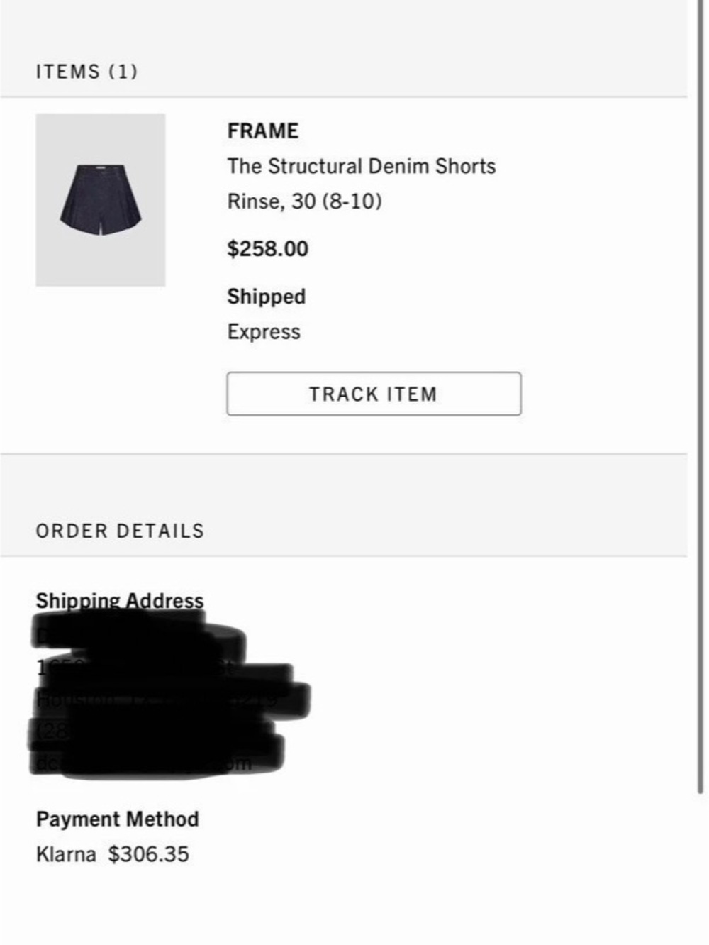 FRAME The Structural Denim Shorts Blue Waist 30
